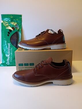 Men’s Brown Leather Derby Shoes with Cushioned Casual Sole